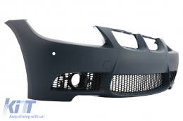 Front bumper suitable for BMW 3 series E90 Sedan E91 Touring (2004-2008) Non LCI M3 Design with Fog Lights Smoke-image-6017417