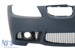 Front bumper suitable for BMW 3 series E90 Sedan E91 Touring (2004-2008) Non LCI M3 Design with Fog Lights Smoke-image-6017418