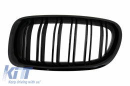 Front Bumper suitable for BMW F10 F11 5 Series (2011-2014) M-Technik Design with Kidney Grilles Double Stripe M Design Piano Black-image-6095953