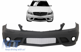 Front Bumper suitable for Mercedes C-Class W204 (2007-2012) C63 Design Without Fog Lights-image-6054806