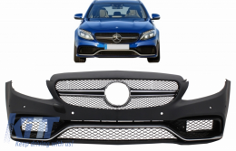 Front Bumper suitable for Mercedes C-Class W205 S205 C205 A205 (2014-2018) Limousine T-Model Coupe Cabriolet C63 Design-image-6042622