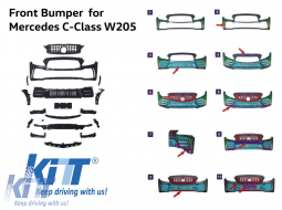 Front Bumper suitable for Mercedes C-Class W205 S205 A205 C205 (2014-2020) GT R Design-image-6079187