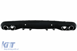 Front Bumper suitable for Mercedes C-Class W205 S205 (2014-2018) Central Grille with Rear Diffuser and Exhaust Muffler Tips C63 Design-image-6078743