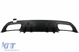 Front Bumper suitable for Mercedes C-Class W205 S205 (2014-2018) Central Grille with Rear Diffuser and Exhaust Muffler Tips C63 Design-image-6078747