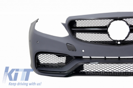 Front Bumper suitable for Mercedes E-Class W212 S212 Facelift (2013-2016) E63 Design Piano Black-image-6047748