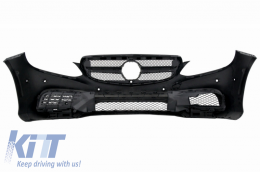 Front Bumper suitable for Mercedes E-Class W212 S212 Facelift (2013-2016) E63 Design Piano Black-image-6047749