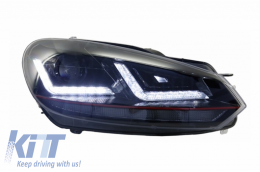 Front Bumper suitable for VW Golf 6 (2008-2013) Look with Osram LED Headlights Xenon Upgrade Red GTI Dynamic Sequential Turning Lights-image-6042263