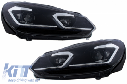 Front Bumper suitable for VW Golf 6 VI (2008-2013) with LED Headlights Flowing Dynamic Sequential Turning Lights R20 Look-image-6052981