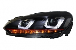 Front Bumper suitable for VW Golf VI 6 (2008-2013) R20 Look with Headlights 3D LED DRL U-Design LED Flowing Turning Light Red Stripe GTI-image-6021182