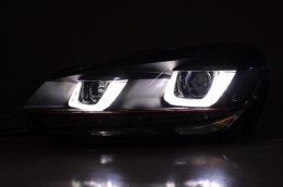 Front Bumper suitable for VW Golf VI 6 (2008-2013) R20 Look with Headlights 3D LED DRL U-Design LED Flowing Turning Light Red Stripe GTI-image-6021192