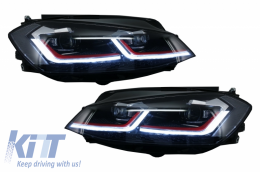 Front Bumper suitable for VW Golf VII 7.5 (2017-2020) with LED Headlights Sequential Dynamic Turning Lights GTI Look-image-6044977