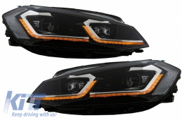 Front Bumper suitable for VW Golf VII 7.5 (2017-2020) and LED Headlights Sequential Dynamic Turning Lights GTI Look RHD-image-6056720