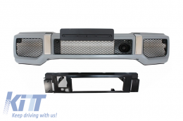 Front Bumper with Black BullBar Chrome suitable for Mercedes G-Class W463 (1989-2018) G63 G65 Design-image-6063209