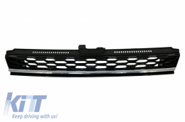 Front Bumper with Central Badgeless Grille Chrome suitable for VW Golf 7.5 (2017-2020) R Line Design-image-6063599