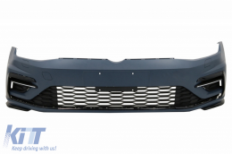 Front Bumper with Central Badgeless Grille Chrome suitable for VW Golf 7.5 (2017-2020) R Line Design-image-6063604