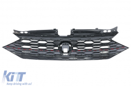 Front Bumper with Central Grille and Lip Extension Spoiler suitable for VW Jetta Mk7 (2019-2021) GLI Design-image-6087519