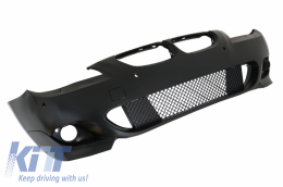 Front Bumper with Central Grille Shiny Black suitable for BMW 5 Series E60 E61 (2003-2007) M-Technik Design-image-6041576