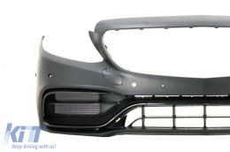 Front Bumper with Diffuser and Exhaust Muffler Tips suitable for Mercedes C-Class W205 Sedan S205 Estate AMG Sport Line (2014-2020) C63 Design-image-6078593