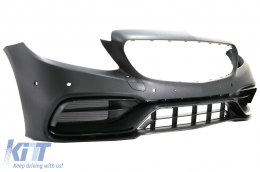 Front Bumper with Diffuser and Exhaust Muffler Tips suitable for Mercedes C-Class W205 Sedan S205 Estate AMG Sport Line (2014-2020) C63 Design-image-6078594