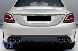 Front Bumper with Diffuser and Exhaust Muffler Tips suitable for Mercedes C-Class W205 Sedan S205 Estate AMG Sport Line (2014-2020) C63 Design-image-6078613