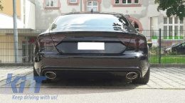 Front Bumper with Diffuser and Exhaust Tips suitable for Audi A7 4G Pre-Facelift (2010-2014) RS7 Design-image-6049219