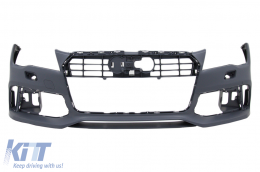 Front Bumper with Diffuser and Exhaust Tips suitable for Audi A7 4G Pre-Facelift (2010-2014) RS7 Design-image-6094533