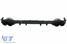 Front Bumper with Diffuser Double Outlet and Exhaust Tips suitable for Mercedes C-Class A205 Cabriolet C205 Coupe (2014-2019) C63 Design Piano Black-image-6078094