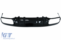 Front Bumper with Diffuser Double Outlet and Exhaust Tips suitable for Mercedes C-Class A205 Cabriolet C205 Coupe (2014-2019) C63 Design Piano Black-image-6078097