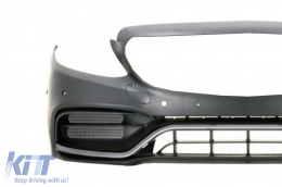 Front Bumper with Diffuser Double Outlet and Exhaust Tips suitable for Mercedes C-Class A205 Cabriolet C205 Coupe (2014-2019) Facelift Design-image-6078105