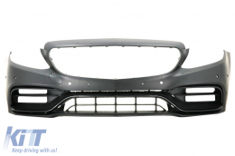 Front Bumper with Diffuser Double Outlet with Exhaust Tips suitable for Mercedes C-Class A205 C205 Coupe Cabriolet (2014-2019) C63 Design-image-6077945