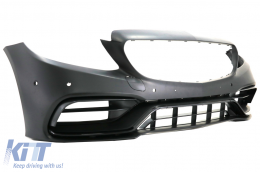 Front Bumper with Diffuser Double Outlet with Exhaust Tips suitable for Mercedes C-Class A205 C205 Coupe Cabriolet (2014-2019) C63 Design-image-6077946