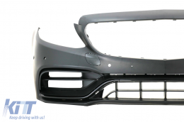 Front Bumper with Diffuser Double Outlet with Exhaust Tips suitable for Mercedes C-Class A205 C205 Coupe Cabriolet (2014-2019) C63 Design-image-6077947