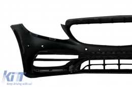 Front Bumper with Diffuser Double Outlet with Exhaust Tips suitable for Mercedes C-Class A205 C205 Coupe Cabriolet (2014-2019) C63 Design-image-6077949