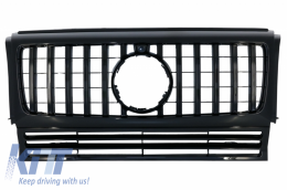 Front Bumper with Fender Flares Wheel Arches and Front Grille Black suitable for Mercedes G-Class W463 (1989-2018) G65 Design-image-6053053