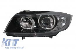 Front Bumper with Fog Light Projectors and Headlights Black suitable for BMW 3 series E90 E91 Pre-LCI (2005-2008) Sedan Touring M3 Design-image-6053351