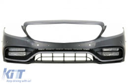 Front Bumper with Grille and Trunk Boot Spoiler Matte Black suitable for Mercedes C-Class C205 (2014-2018) C63 GT-R Design-image-6064669