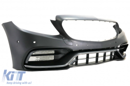 Front Bumper with Grille and Trunk Boot Spoiler Matte Black suitable for Mercedes C-Class C205 (2014-2018) C63 GT-R Design-image-6064670