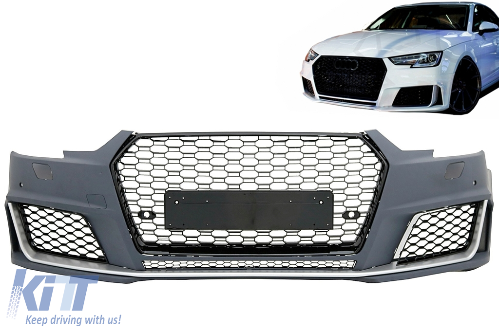 Front Bumper with Grille suitable for Audi A4 B9 8W (2016-2018) Quattro RS4  Design 