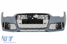 Front Bumper with Grille suitable for Audi A7 4G Facelift (2015-2018) and Rear Bumper Valance Diffuser & Exhaust Tips RS7 Design-image-6049545