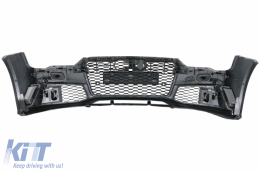 Front Bumper with Grille suitable for Audi A7 4G Facelift (2015-2018) and Rear Bumper Valance Diffuser & Exhaust Tips RS7 Design-image-6049547