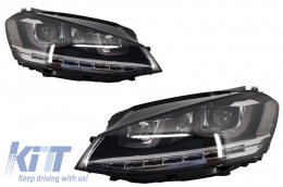 Front Bumper with Headlights 3D DRL Silver LED FLOWING Dynamic Sequential Turning Lights suitable for VW Golf VII 7 (2013-2017) R-Line Look-image-6051405