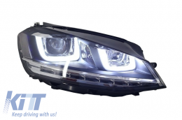 Front Bumper with Headlights 3D DRL Silver LED FLOWING Dynamic Sequential Turning Lights suitable for VW Golf VII 7 (2013-2017) R-Line Look-image-6051408