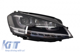 Front Bumper with Headlights 3D DRL Silver LED FLOWING Dynamic Sequential Turning Lights suitable for VW Golf VII 7 (2013-2017) R-Line Look-image-6051412