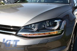 Front Bumper with Headlights 3D DRL Silver LED FLOWING Dynamic Sequential Turning Lights suitable for VW Golf VII 7 (2013-2017) R-Line Look-image-6051419