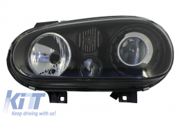 Front Bumper with Headlights Black suitable for VW Golf IV 4 MK4 (10.1997-09.2003) R32 Look-image-6054672