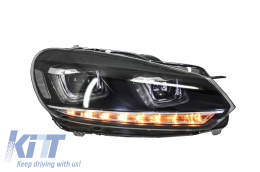 Front Bumper with Headlights LED Flowing Turning Light Chrome suitable for VW Golf VI 6 MK6 (2008-2013) R20 Design With PDC-image-6052108