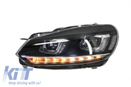 Front Bumper with Headlights LED Flowing Turning Light Chrome suitable for VW Golf VI 6 MK6 (2008-2013) R20 Design With PDC-image-6052109