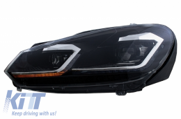 Front Bumper with Headlights LED Silver Flowing Dynamic Sequential Turning Lights suitable for VW Golf VI 6 (2008-2013) GTI G7.5 Design-image-6055345