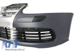 Front Bumper with Headlights suitable for VW Golf V 5 (2003-2007) Jetta (2005-2010) R32 Look Brushed Aluminium Look Grille-image-6108301