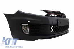 Front Bumper with Lip Extension Spoiler Piano Black suitable for VW Golf VI 6 (2008-2013) GTI Look-image-6072284